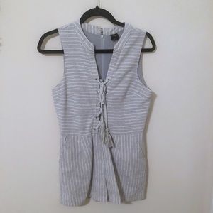Gray striped romper